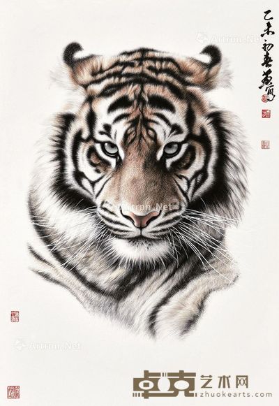 黄广明 工笔虎头 100×70cm