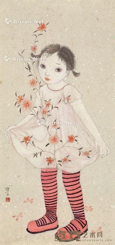陈子 我家小妞儿 75×36cm