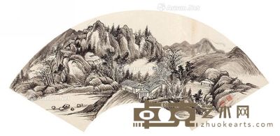 徐行敏 山水扇面 18×52cm