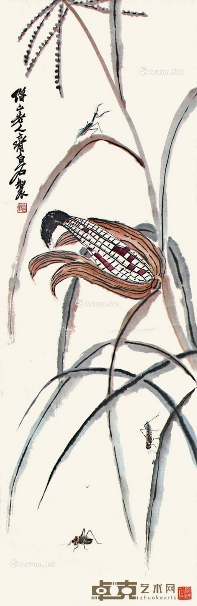 齐白石 草虫 133×43cm