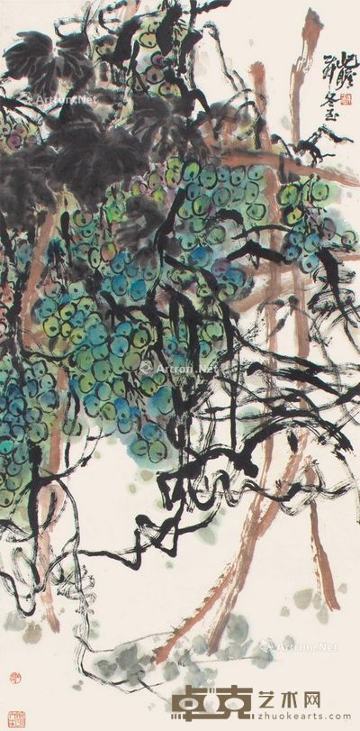 朱屺嶦 葡萄 136×67cm