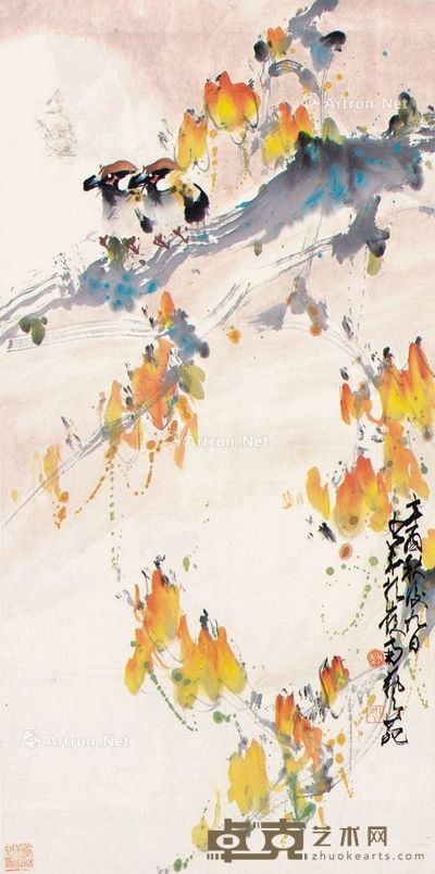 赵少昂 花鸟 81×41cm