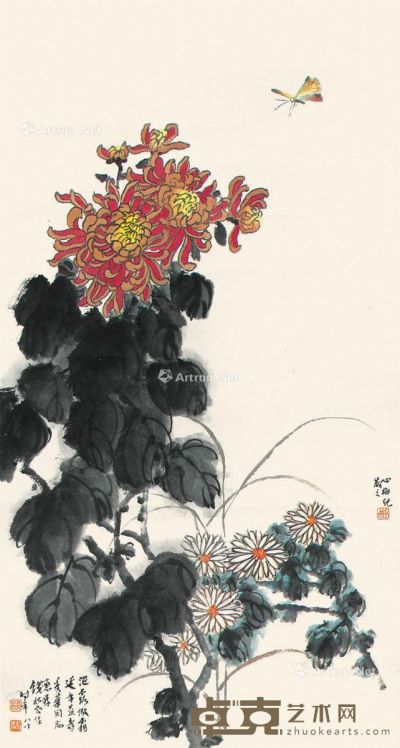 钱松嵒 菊花 88×46cm