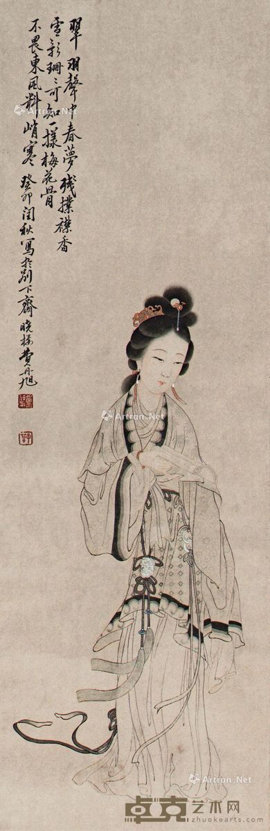 费丹旭 仕女 80×26cm