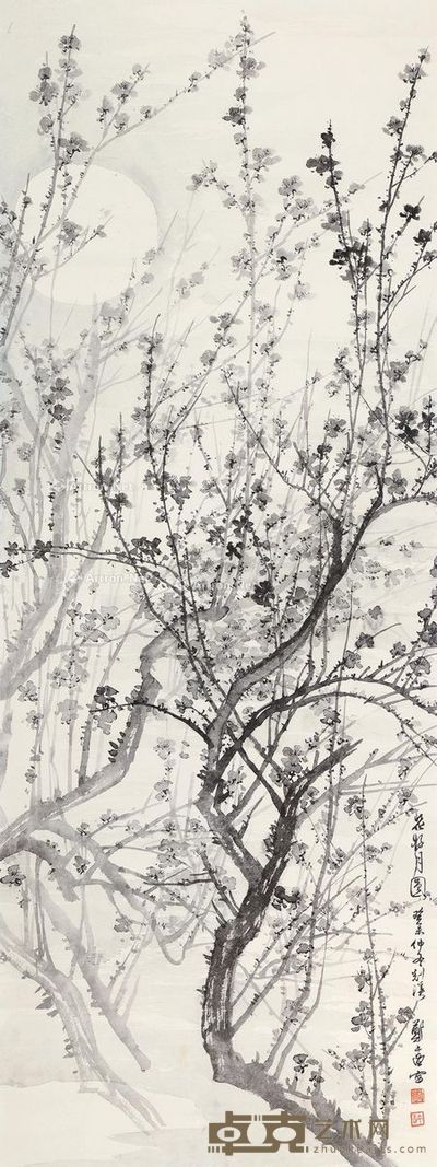 郑午昌 墨梅图 102×38cm