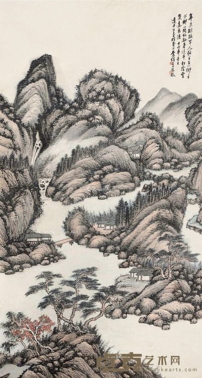 吴徵 松荫云气图 177×94cm