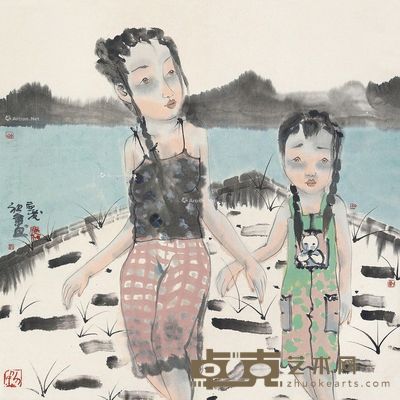 刘庆和 少女图 68×68cm