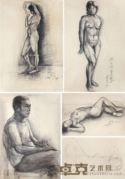 萧淑芳 素描 77×53cm×4;83×59cm