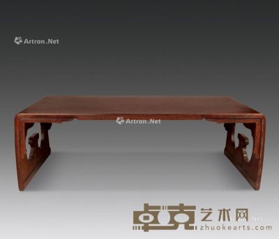 清代 如意纹下卷形红木炕桌 长100.5cm；宽58.5cm；高32.5cm