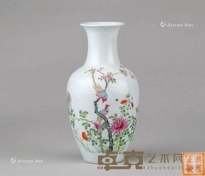 民国 粉彩花鸟纹瓶 高21.5cm