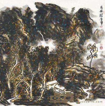 张振学 山中人家 68×69cm