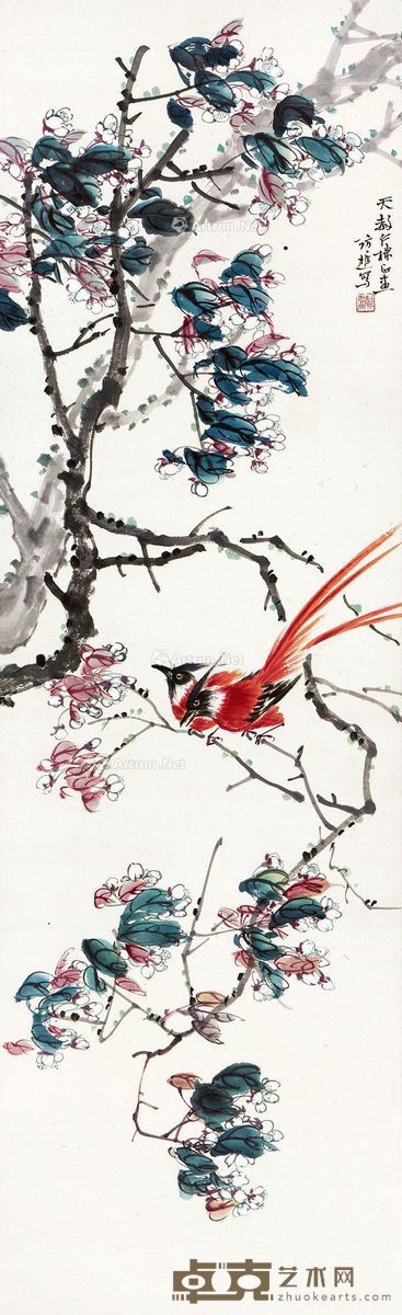 叶访樵 梨花绶带 108.5×33cm