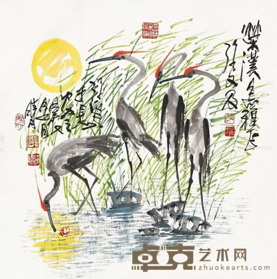 陈笳咏 鹭鸶 68.5×68.5cm