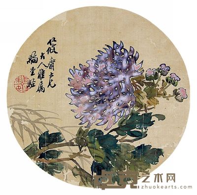 吴大经 花卉 直径25cm