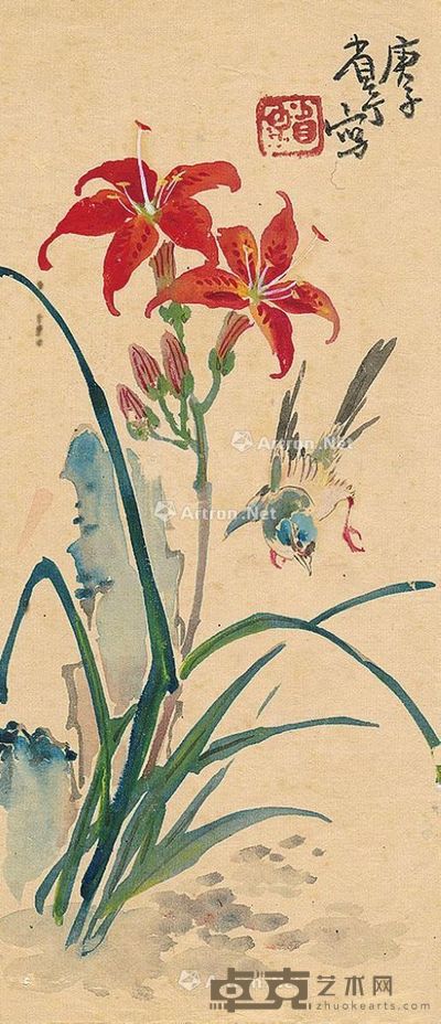 宋省予 花鸟 18×7.5cm