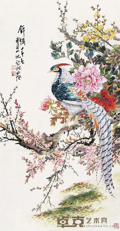 沈锡纯 景秀春色 133×68cm