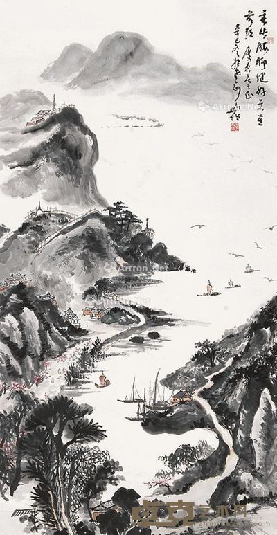 圆霖法师 山水 135×68.5cm