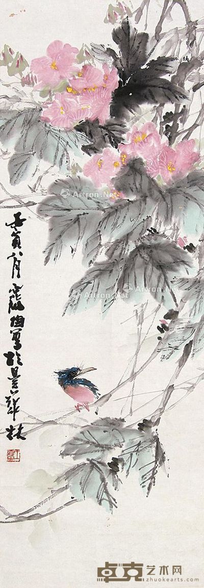 王霞宙 芙蓉翠鸟 91×31.5cm