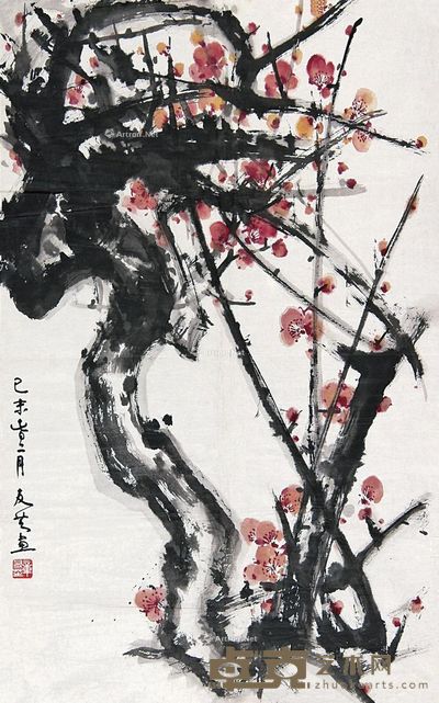 章友芝 红梅报春 80×50.5cm