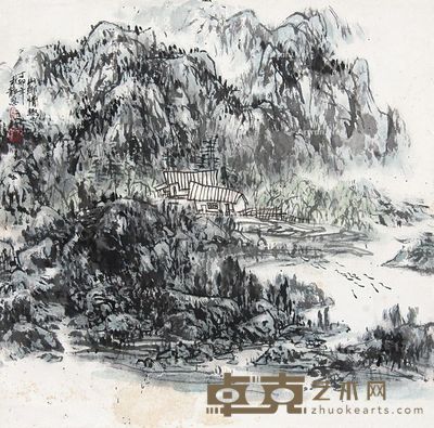 邱允爱 山乡情趣 65×66cm