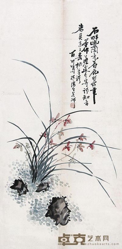 萧百川 兰石图 94×46cm