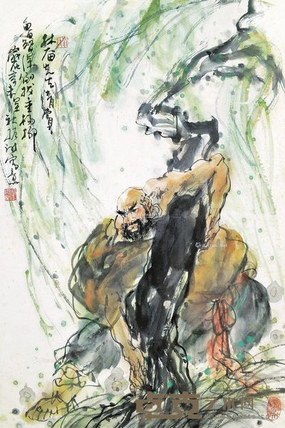 翁振新 倒拔杨柳 68×44cm