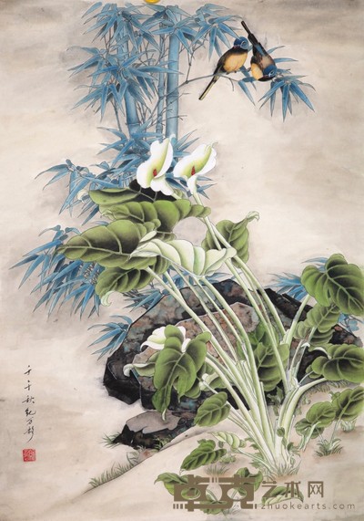 纪万彩 花鸟 62×88cm