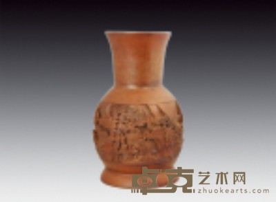 民国 竹雕花瓶 高：35cm 腹径：20cm
