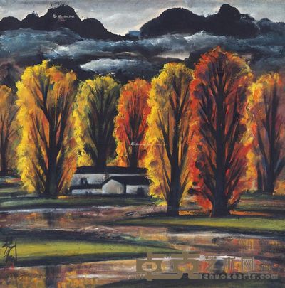 林风眠 枫林晚 66×64.5cm