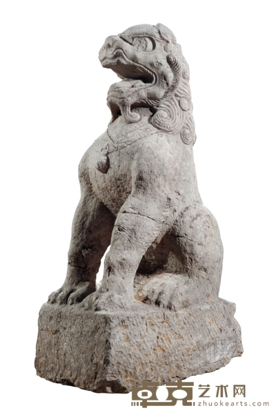 明或明以前·青石石狮一只 77×48×149cm
