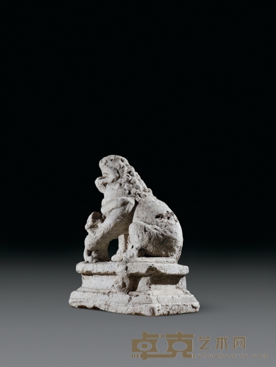 明或明以前·白石石狮一只 40×33×62cm