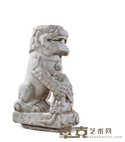 明·汉白玉石狮一只 45×26×80cm