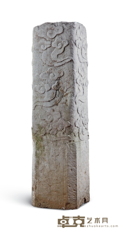 清·青石云纹石柱 31×31×118cm