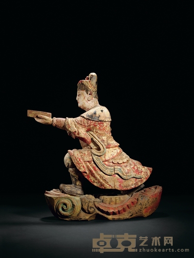 清·木胎李侠传书像 高:49cm