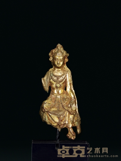 明或明以前·铜鎏金观音坐像 高：10.5cm
