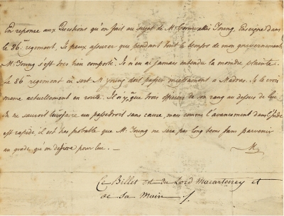 英国第一个访华使团团长——马戛尔尼（George Macartney，1737～1806） 罕见亲笔信