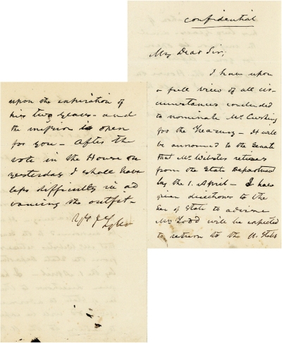 缔造中美第一个不平等条约《望厦条约》的美国总统——泰 勒（John Tyler，1790～1862） 推举顾盛为美国财政部长密函
