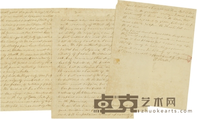 美国首位来华医疗传教士、驻华公使——伯 驾（Peter Parker，1804～1888） 探讨在华传教士权益的长信 37.5×23cm 23×18cm×2