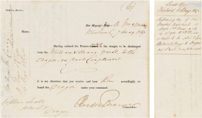第一次鸦片战争英军总司令——伯 麦（James John Gordon Bremer，1786～1850） 签署文件