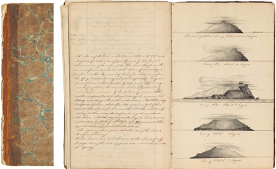 美国访华商船喀里多尼亚（Caledonia）号 1824至1825年间航海日志书册 一册（约八十四页）