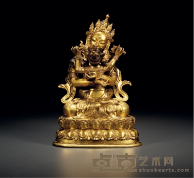 清雍正·铜鎏金上乐金刚坐像 高：25cm