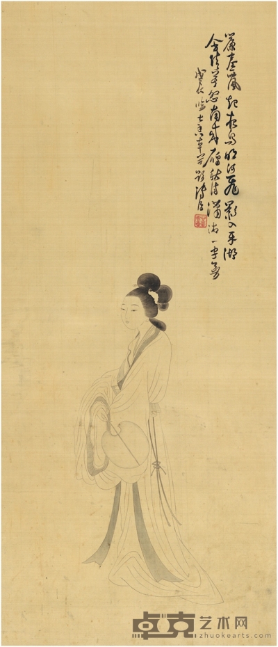 溥儒 执扇仕女图 79.5×34cm