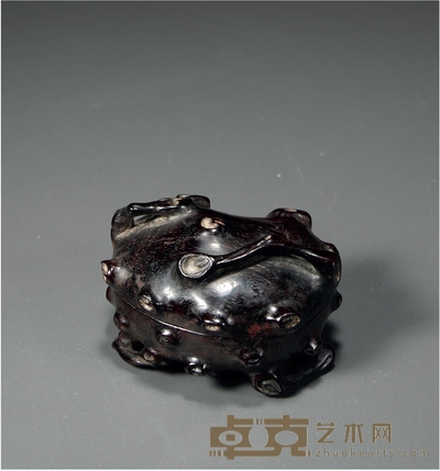 清·紫檀雕树瘤形盖盒