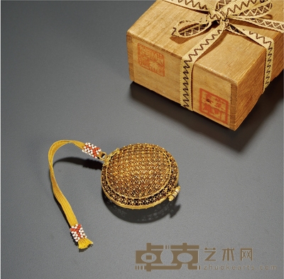清·银鎏金花丝香囊 直径:6cm