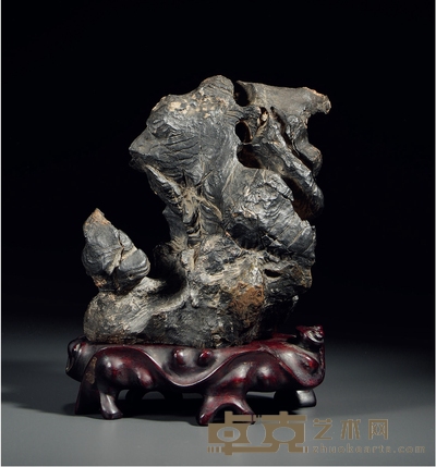 清·潘奕隽款灵璧石供石 带座高:23cm