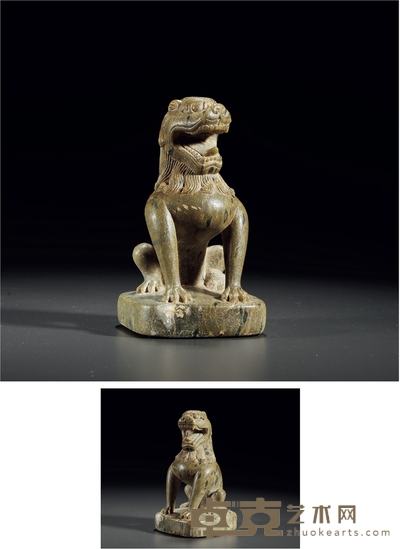 明以前·豹斑石狮镇 高:14cm
