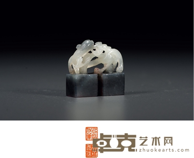 清·青花龙钮闲章