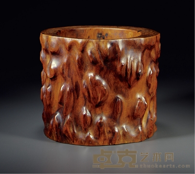 清·黄花梨天然树瘤大笔筒 高:19cm 直径:21.8cm