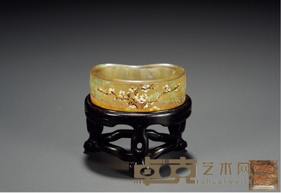 清·碧玺画珐琅梅竹双清水洗 带座高:5.7cm 高:2cm
