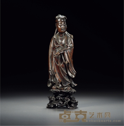 清·铜制吕洞宾像 带座高:22cm 高:17.5cm